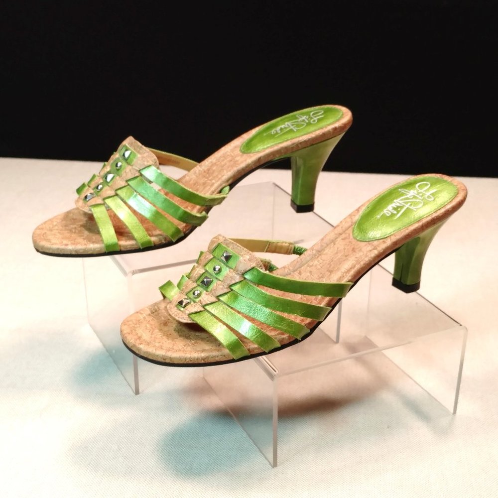 SALE! Life Stride Steamy Slide On Sandals Cork Green 6M